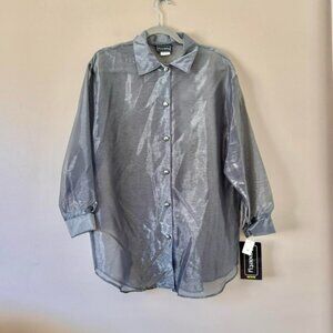 Vintage Deadstock Silver Sheer Button-Up Shirt NWT